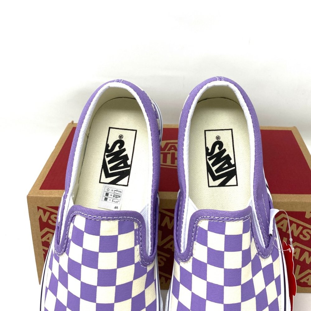 VANS Sneaker Men's VN0A33TB9HM Classic Slip On Checkerboard Chalk Violet White - Picture 4 of 10